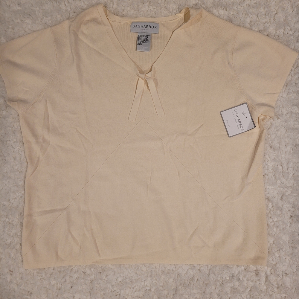 Sag Harbor Women's Cream Short Sleeve Top